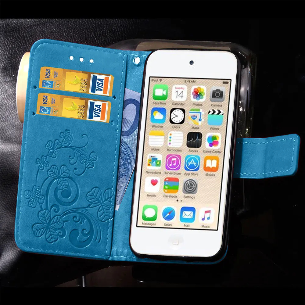 Touch6 тисненый кожаный чехол для Apple iPod touch 6 откидная крышка подставка слот карт