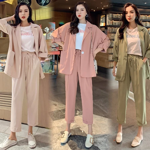 

Casual Women's Summer Suit 5 Colors Fashion Two Piece Set Year-old Female Costume Conjunto Feminino Ensemble Femme Deux Pieces