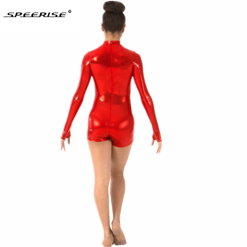 Спортивный Детский комбинезон с длинными рукавами и шортами блестящий