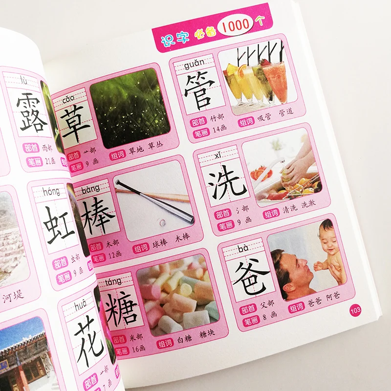 1000 китайские персонажи книга с картинками для детей обучающая китайский язык