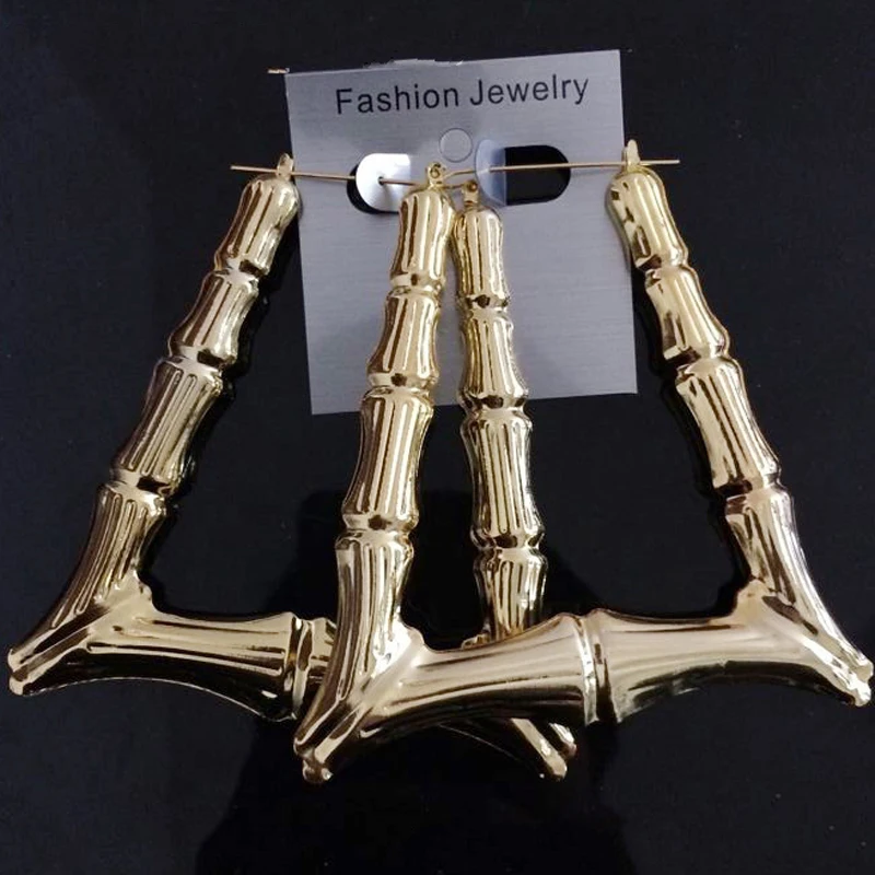 Массивные круглые серьги-кольца из бамбука в форме сердца женские золотые стиле