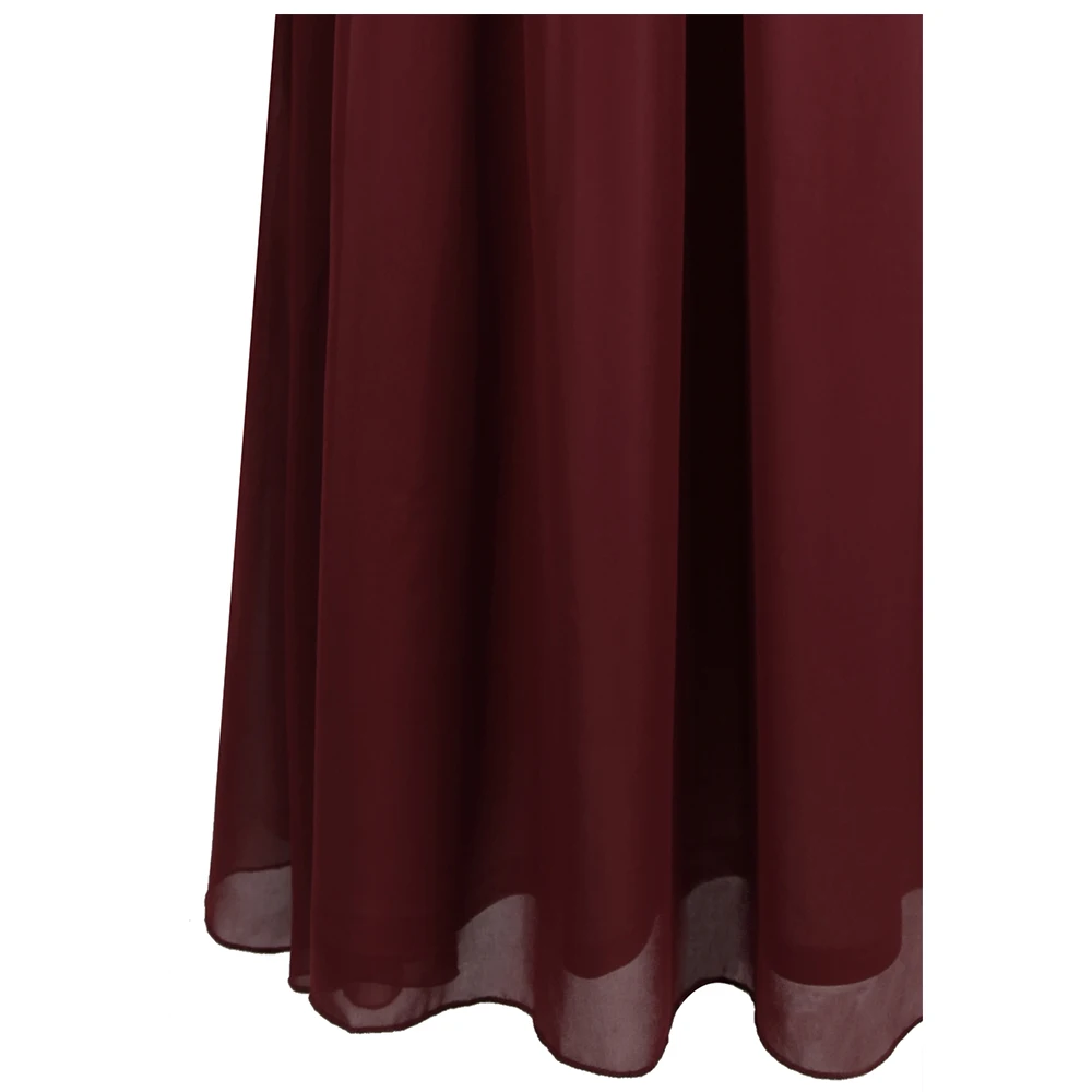 Angel-fashions женские длинные гофрированные шифоновые платья трапециевидной формы с круглым вырезом, пайетками и перекрещивающимися крест-накрест, винно-красные J-190523-S