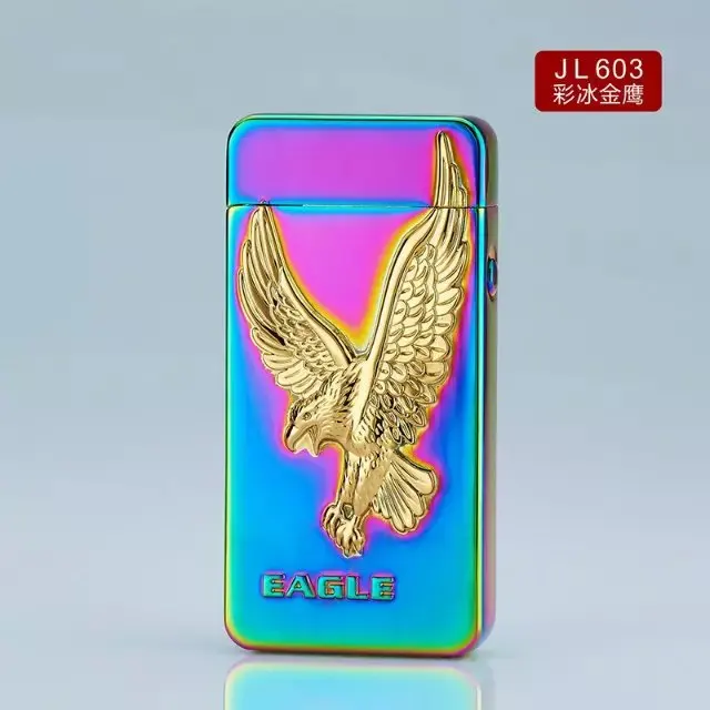 Новейшая электрическая плазменная зажигалка с двойной дугой и зарядкой от usb, ветрозащитные зажигалки с драконом для курения сигарет, сигар, подарки - Цвет: 7