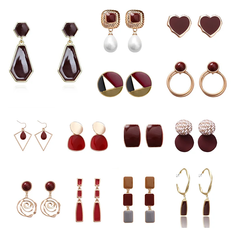 Fancygirl горячая Распродажа модные серьги 2019 геометрические красные для женщин