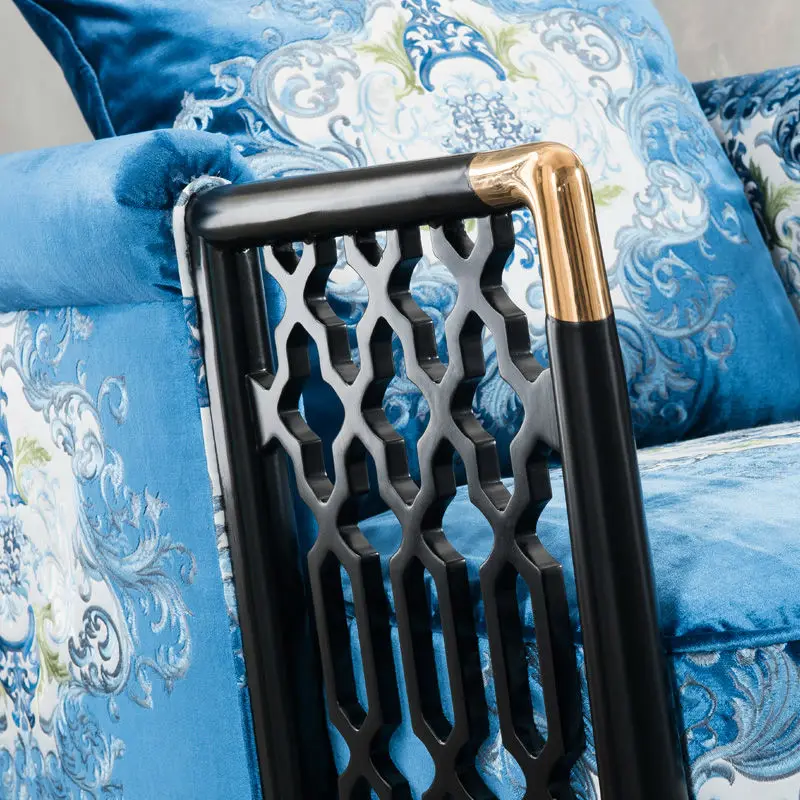 Китайский стиль твердой древесины диван ткани современного дизайна диван|fabric