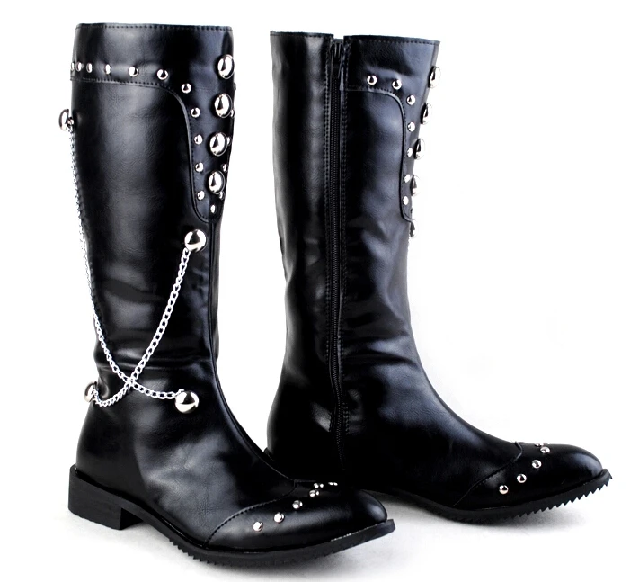 Сапоги стильных мужчин железная цепь производительность панк рыцарь указал