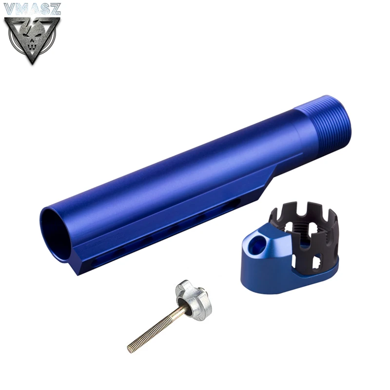 BLUE Vmasz 6 позиция со трубы замок головка для страйкбола AEG M4/M16 AR увеличенные корончатая гайка Принадлежности для охоты - Цвет: BLUE