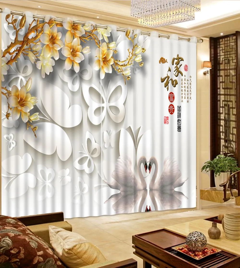 Затемняющие оконные шторы на заказ 3D Цветочные Современные высокие занавески