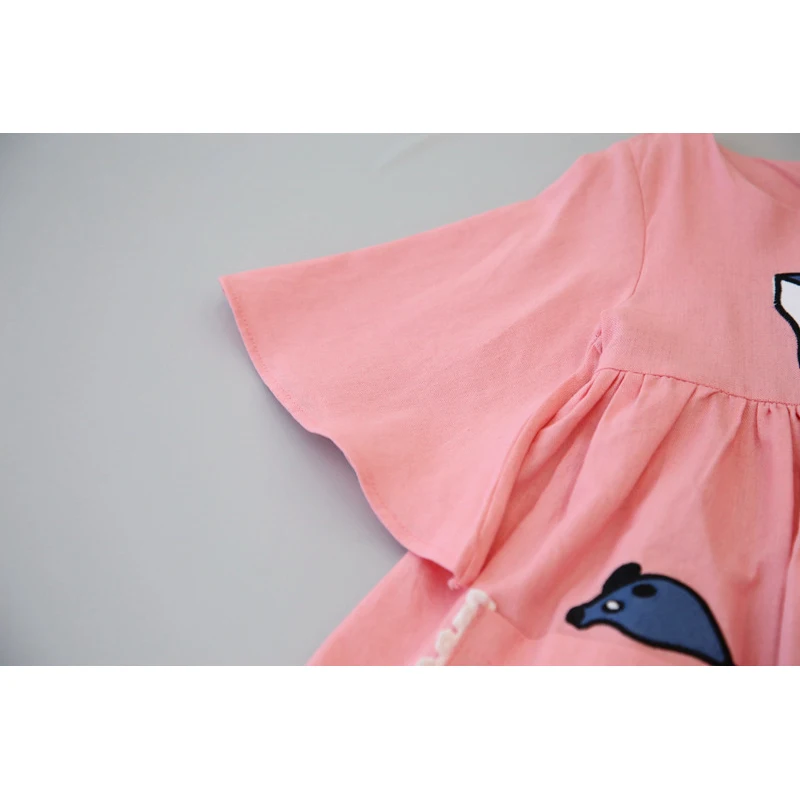 Сезон: весна–лето платье Мода 2017 г. Cat Мышь мультфильм с вышивкой Новые