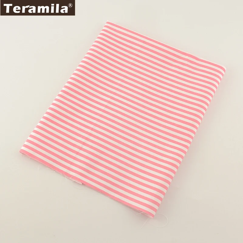 Light Pink Cotton Printed Stripe Design Fabric TERAMILA Twill Fat Quarter Textile Material Sheet Patchwork Quilting | Дом и сад