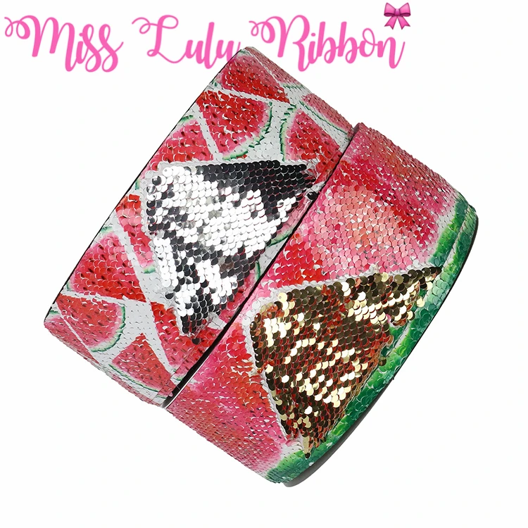 3 &quot75 мм арбуз двойной Реверсивный серебряный &amp золотые блестки лента DIY Подарок