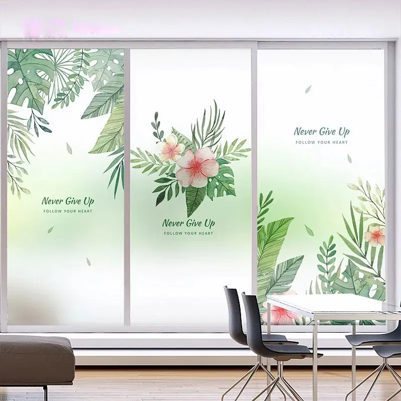 

Nordic Leaves Window film stained glass sticker Custom no-glue self-adhesive vinyl Static Cling frosted office decorative films