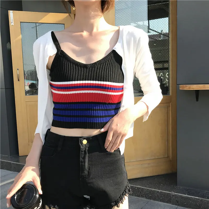 Летний топ Для женщин Трикотажная майка Boho Сексуальная с открытыми плечами