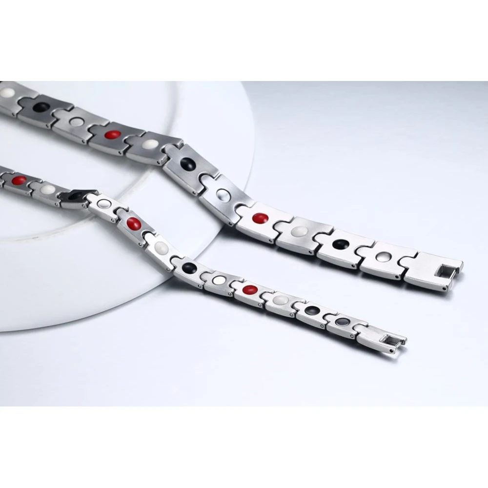 Черный мужской браслет Vinterly звено цепи Энергетический Браслет мужские магнитные