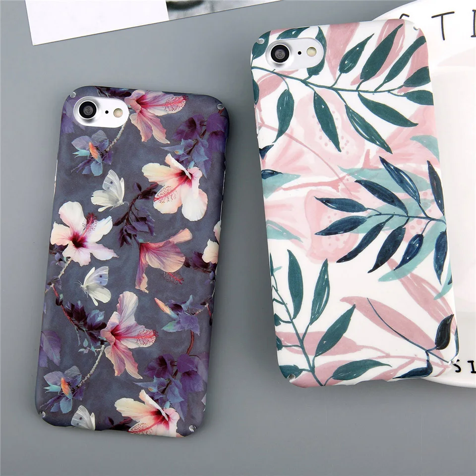 Lovebay чехол для телефона для iPhone 6, 6s, 7, 8 Plus, X, XR, XS, Max, 5, 5S, SE, мультяшный красивый цветок, тропический лист, Жесткий Чехол для iPhone X