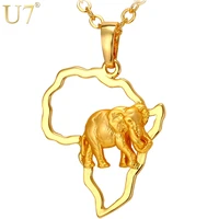 u7 africa elephant necklace silvergold color trendy african map necklaces pendants for menwomen fashion jewelry gift p776