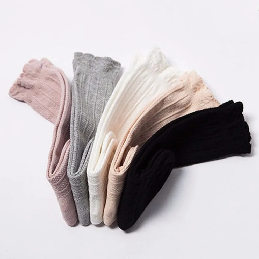 2019 Хлопковые гольфы для новорожденных девочек длинные однотонные гетры