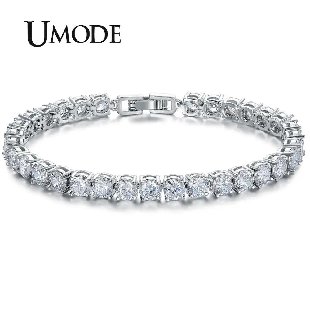 UMODE 0.5ct круглые прозрачные теннисные браслеты с кубическим цирконием для женщин и мужчин, Свадебные Роскошные ювелирные аксессуары для пар UB0021