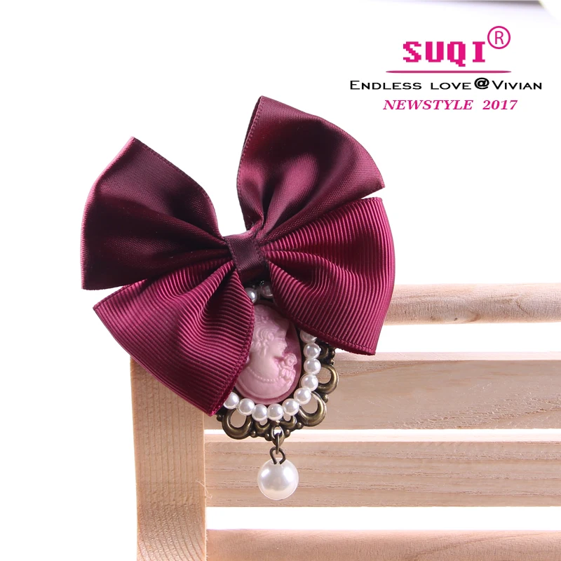 Модная женская симпатичная лента в рубчик с бантом Красивая Камея голова Броши