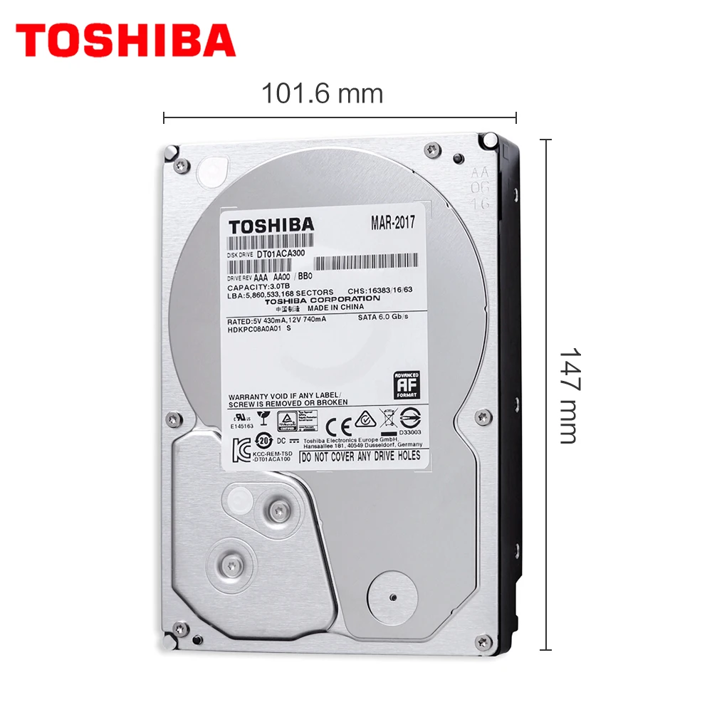 Toshiba камера видеонаблюдения AHD DVR 2 ТБ HDD 3 5 дюйма Sata3 внутренний жесткий диск Hardisk 7200