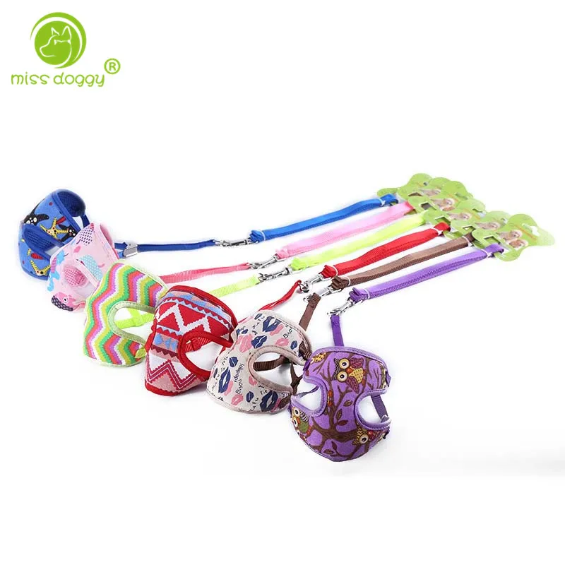 Padded Breathable Pet Dog Harness Lovely Cartoon Printed Collar for Small Dogs Strong Durable Leashes French Bulldog 10E | Дом и сад