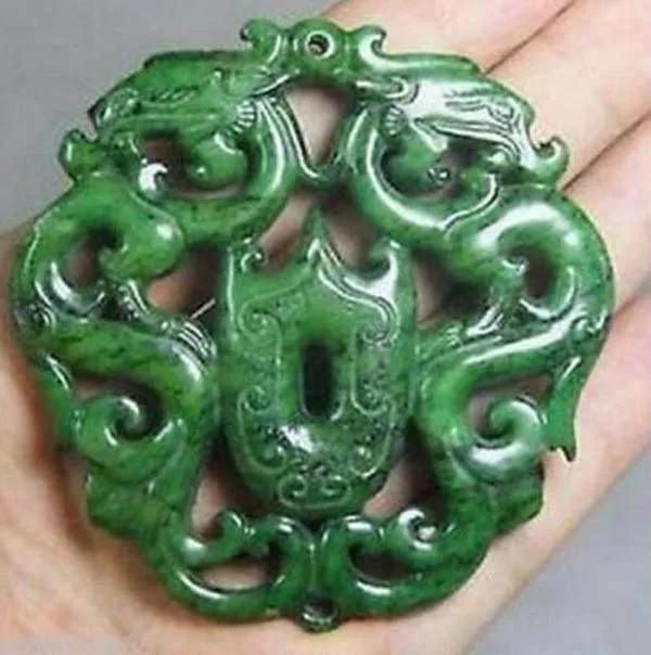 

wholesale 3pcs CHINESE OLD HANDWORK GREEN JADE CARVED DRAGON PENDANT