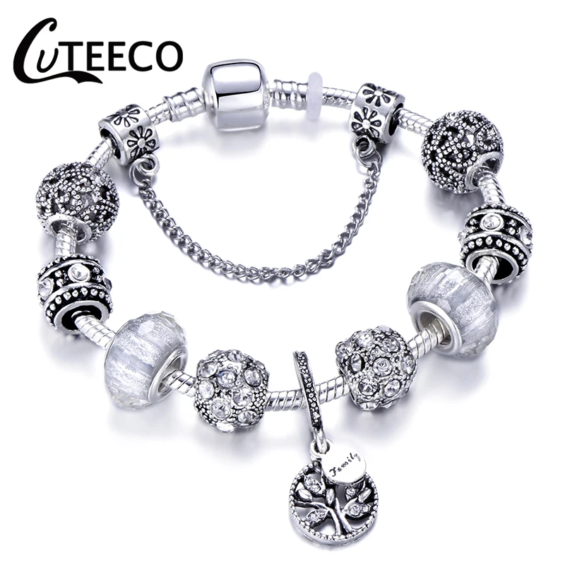 Браслет CUTEECO с подвеской древо жизни серебряным покрытием новинка 2018 фирменный