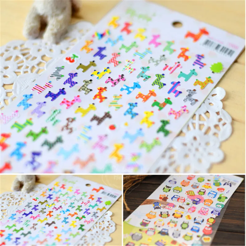 one sheet Cute Kawaii Lovely Giraffe Cartoon Stickers Animal Sticker Decor For Notebook Scrapbook Mark Kids Toys | Игрушки и хобби