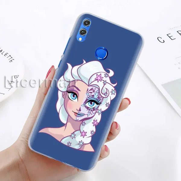 A-12 Чехол для телефона для Honor Y9 Y7 Y5 Y6 Y9 Honor 10 20 Lite 8X 8A играть прозрачную крышку панк Эльза тату принцесса Капа Coque - Цвет: A-12
