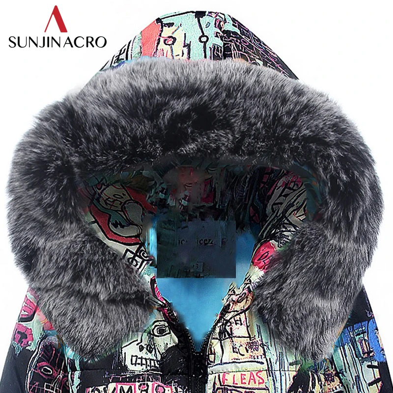 SUNJINACRO Bohemian толстые теплые ватные подкладочные парки с капюшоном женские зимние