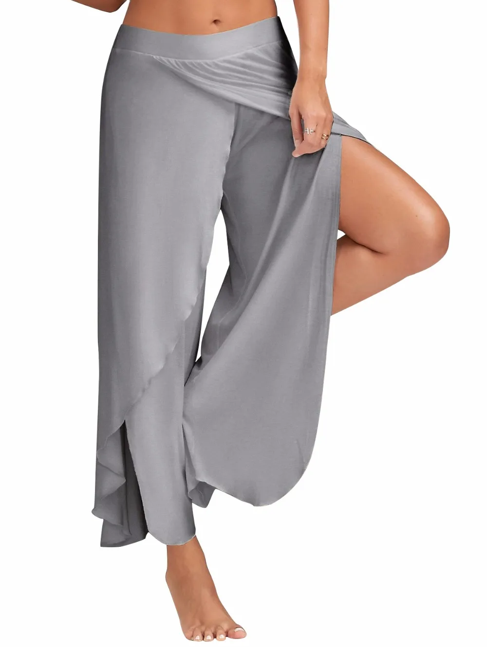 2018 hot white black wine red 5XL loose ladies waist wide leg pants casual summer beach nine points women's trousers | Женская