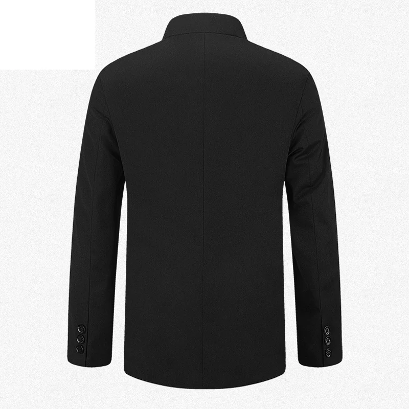 Черный китайский Костюм Туника мужские традиционные костюмы с воротником