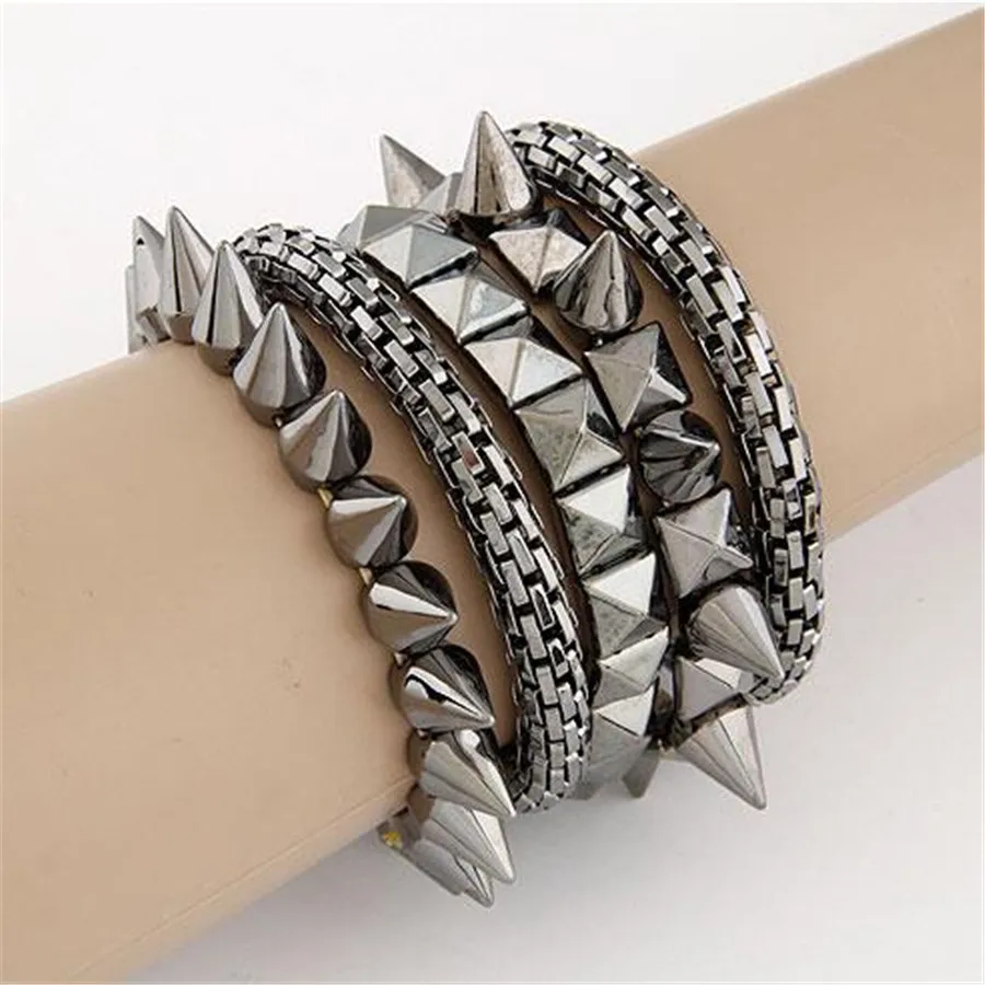 Браслеты Mujer Мода 2017 г. панк с подвесками и для Для женщин мужчин украшения Спайк