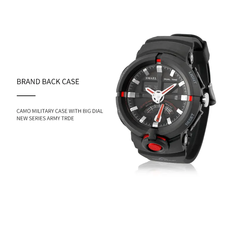 

New Electronics Watch Sport Smael Brand Men's Digital Sport Watches Male Clock Dual Display Waterproof Dive White Relogio 1637