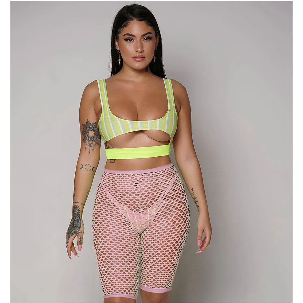 Женские пикантные сетчатые шорты бикини прозрачные повседневные короткие брюки