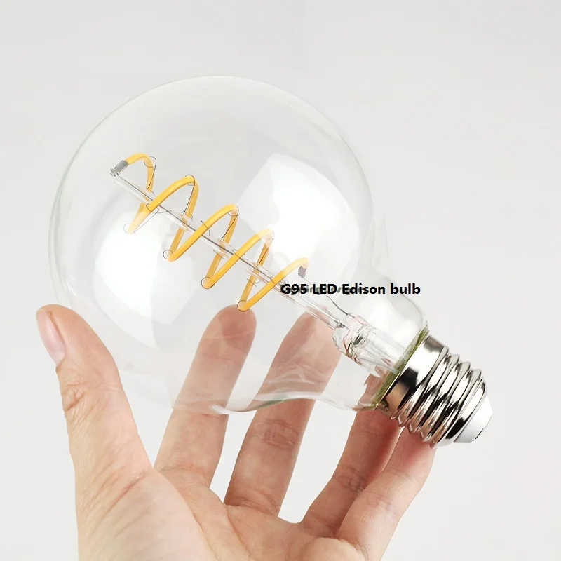 G95 спираль накаливания EDISON светодиодные лампы 4 Вт E27 Edison затемнения супер теплый