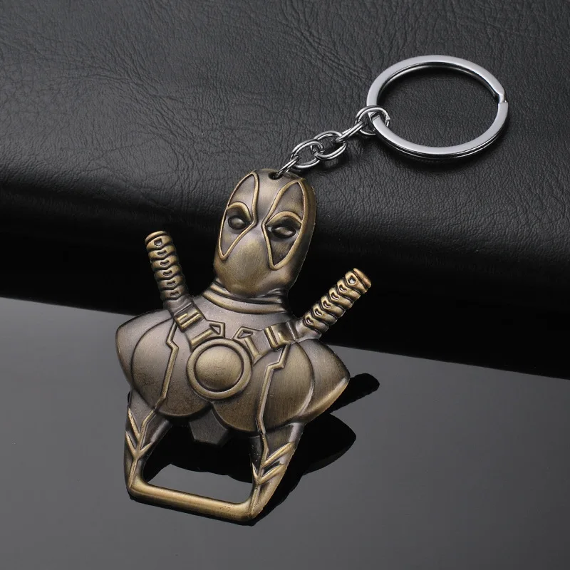 

New Anime Marvel X-men Deadpool Keychain Metal Dead Pool Mask Key Ring Beer Bottle Opener Pendant for Man Boys