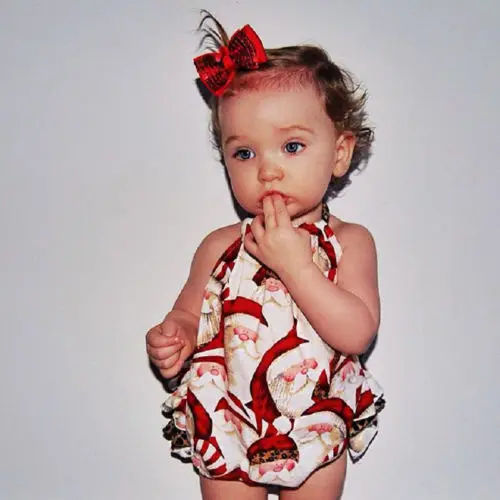 Детский комбинезон в стиле ретро с рисунком головы Санты для новорожденных