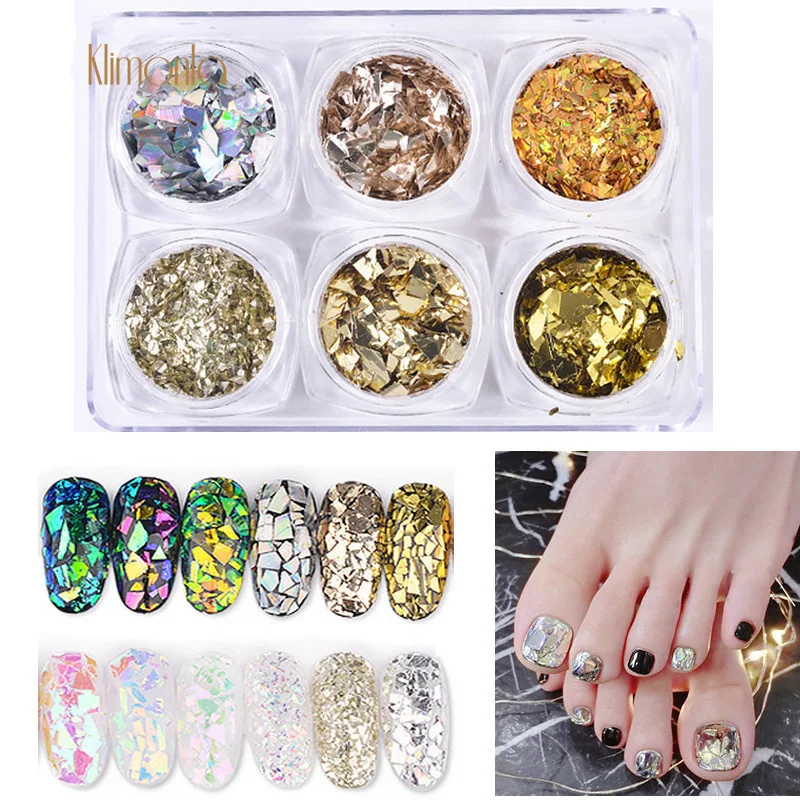 6 шт./компл. блестящая переводная наклейка для ногтей наклейки разных размеров