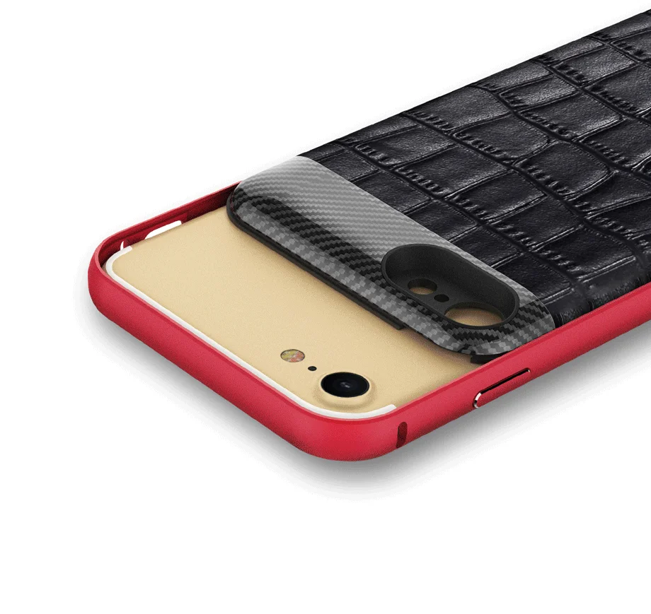 Тонкий чехол для зарядного устройства из натуральной кожи iPhone 6 6s 7 8 внешний