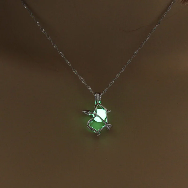 3 цвета Очарование Амулет цель светящийся камешек кулон ожерелье светится в