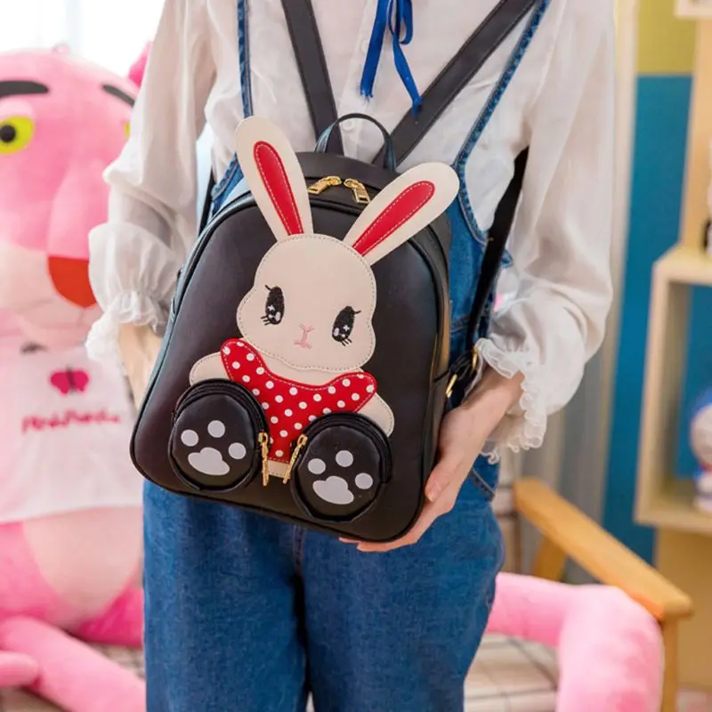 Модная 3D школьная сумка из искусственной кожи с кроликом детский рюкзак рюкзаки