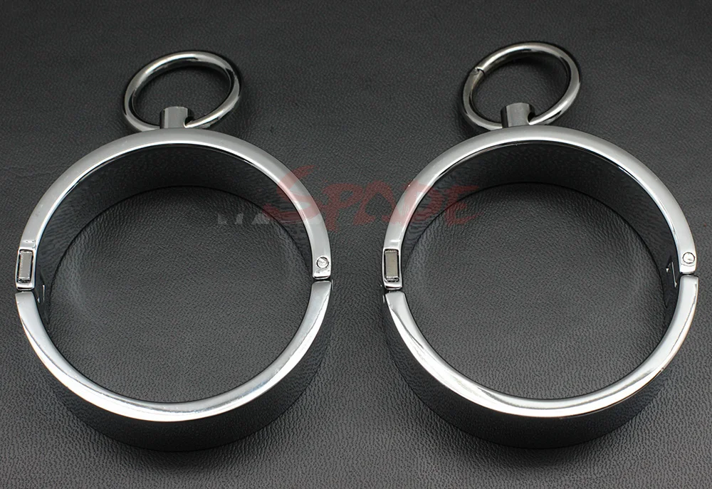 Наручники и манжеты на щиколотке с замком из серебристой нержавеющей стали