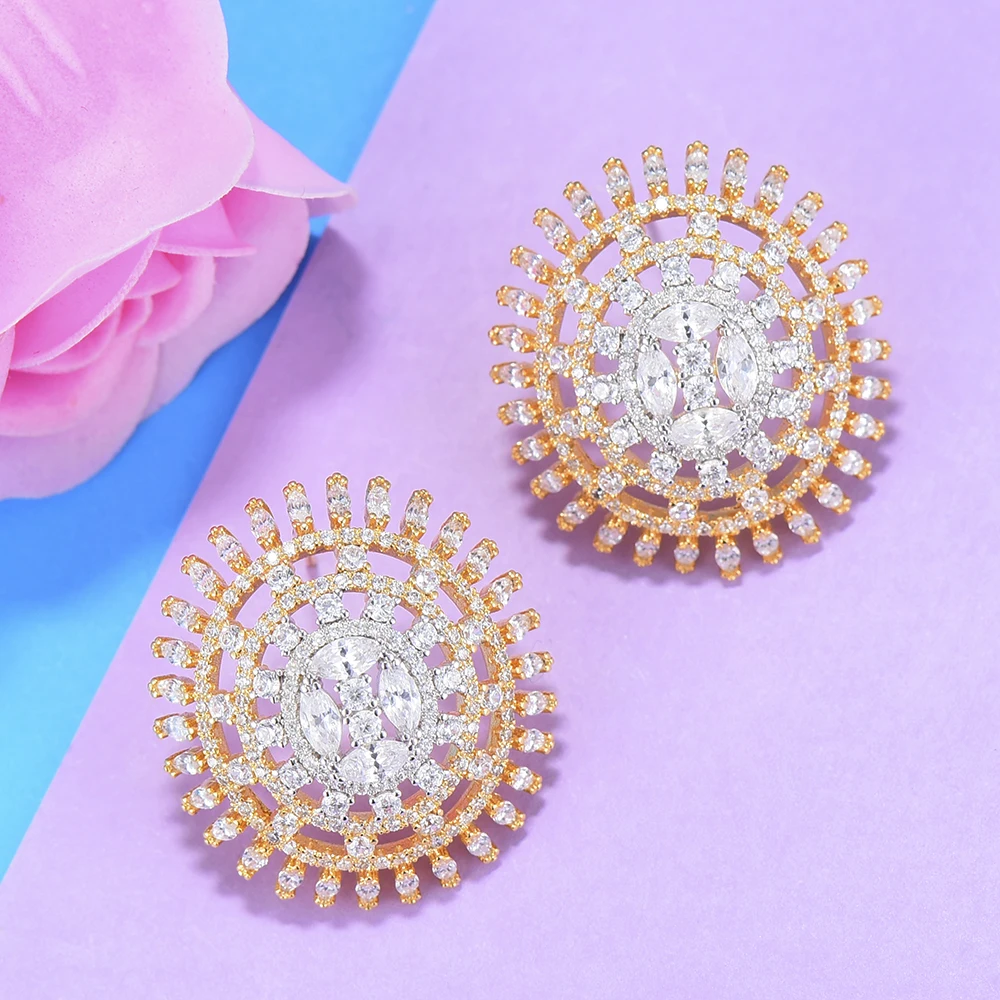 GODKI Роскошные двухцветные ретро серьги-гвоздики с подсолнухом для женщин