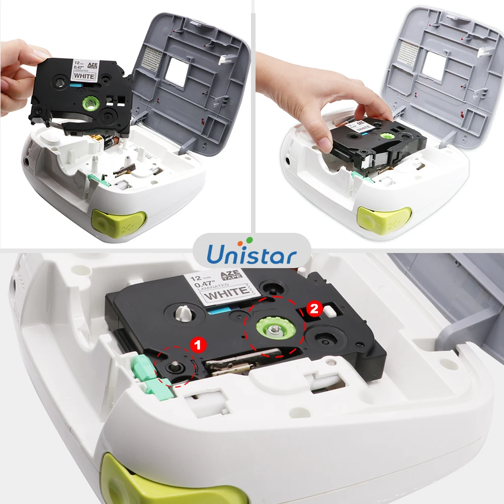 Флуоресцентная лента для этикеток 12 мм черный на зеленом | Компьютеры и офис