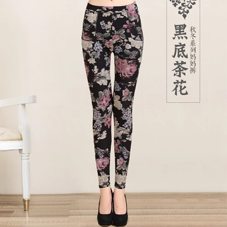Женские брюки YAVO SOSO, толстые, с цветочным принтом, 20 цветов, большие размеры, бархатные теплые леггинсы, XXXL, Осень-зима, размера плюс