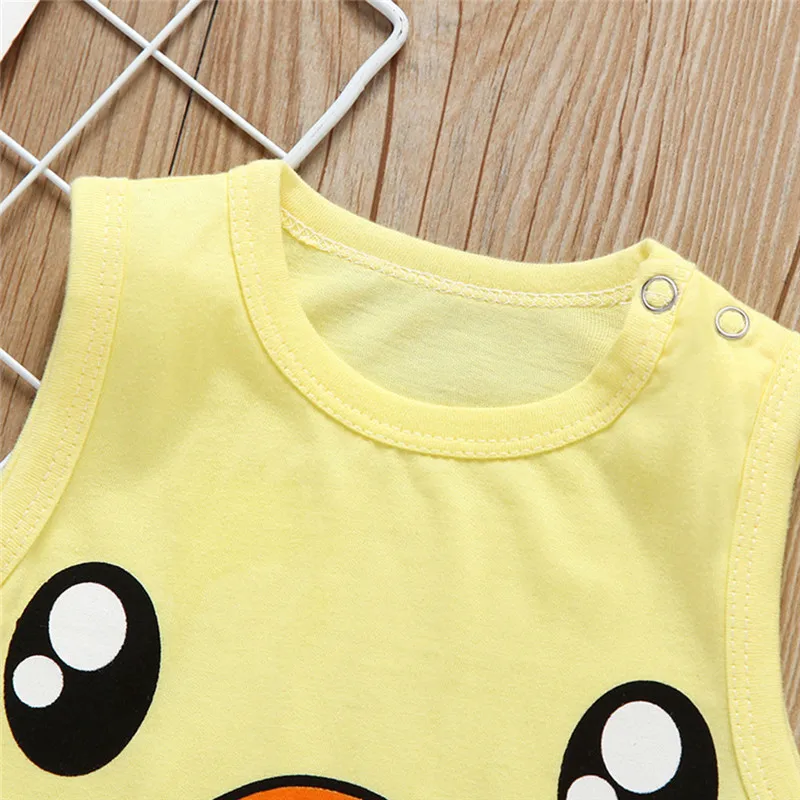 

Baby clothes Newborn Kids Baby Boys Girls Sleeveless Cotton Jumpsuit Cartoon Print Rompers 0-3T babys A20