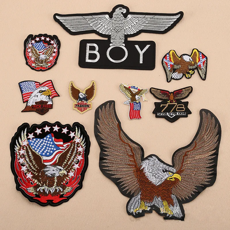 Вышивка в виде орла, наклейки в виде животных, аппликация в виде птицы, пришить пальто, сделай сам, сделай сам, ремесло, железо на переводе, для ремонта одежды, нашивки, одежда, ткань