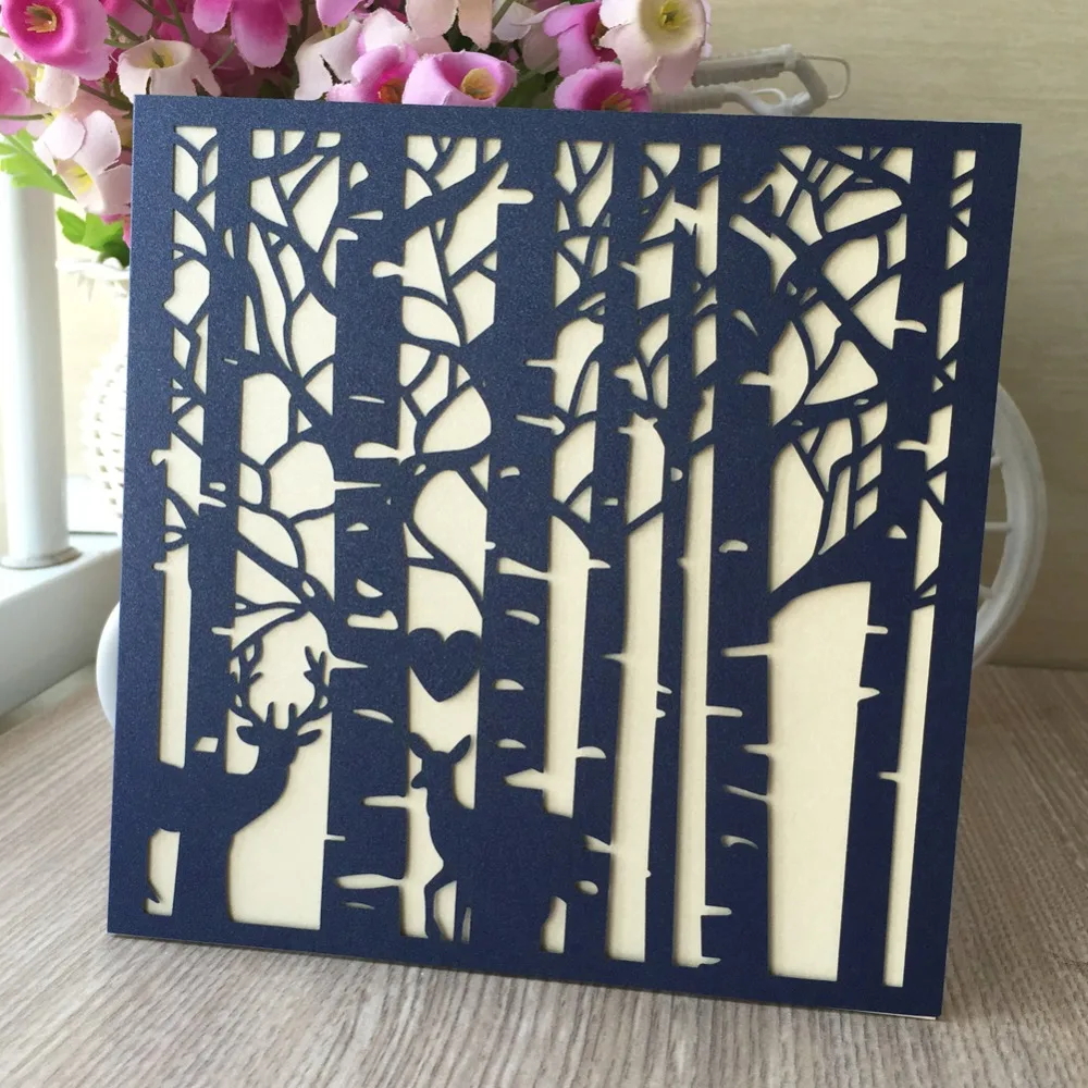 

30pcs Forest Pattern with deer design Wedding Party Birthday decoration Invitation Best wishes Blessing Paper card Forest theme