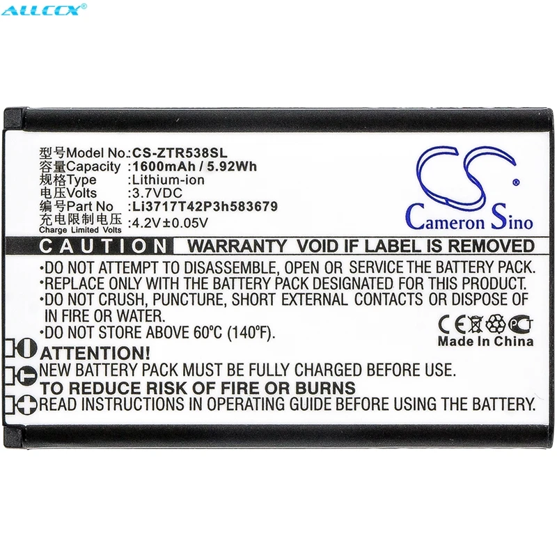 

Cameron Sino 1600mAh Battery Li3717T42P3h583679 for ZTE R538
